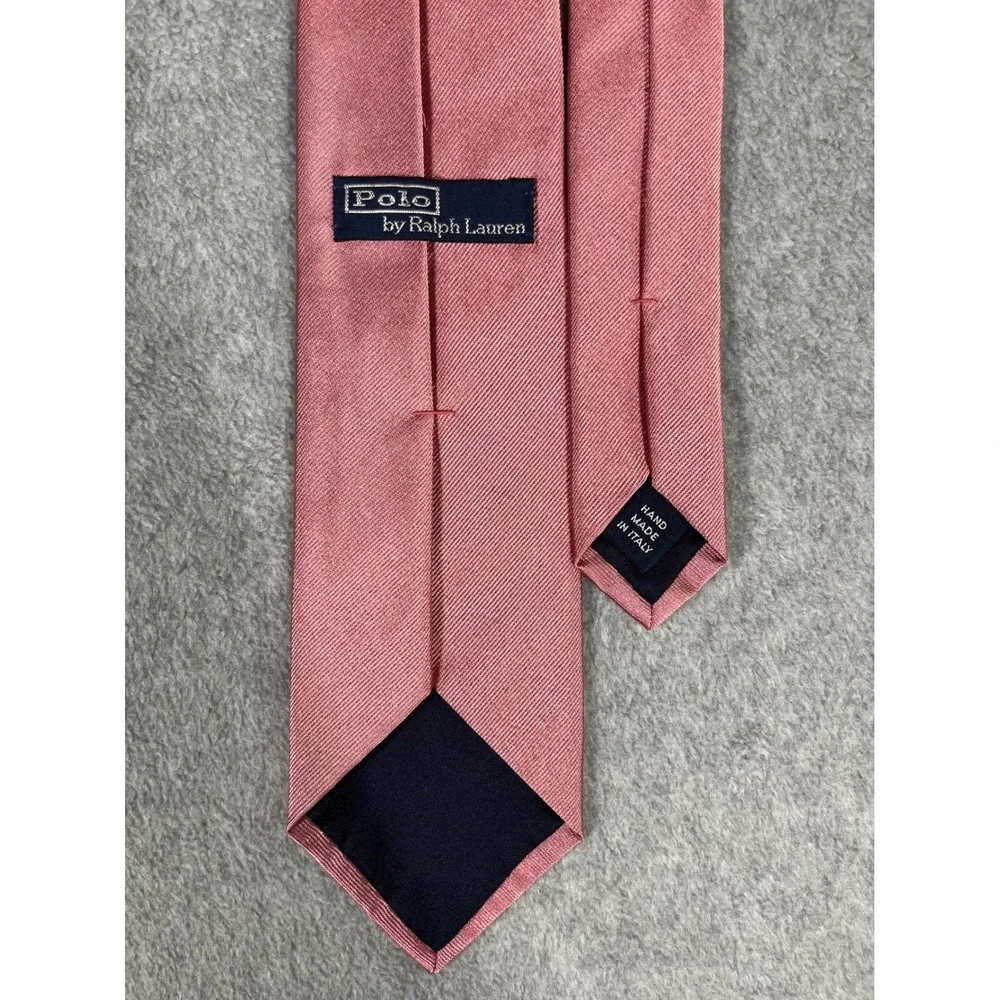 Polo Ralph Lauren Mens Silk Tie Dusty Rose Pink Twill Handmade in Italy Classic